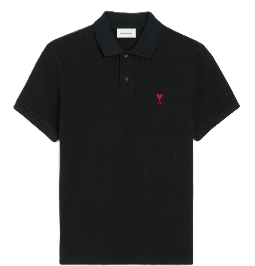  Áo Ami De Coeur Polo Shirt 'Black Red' 