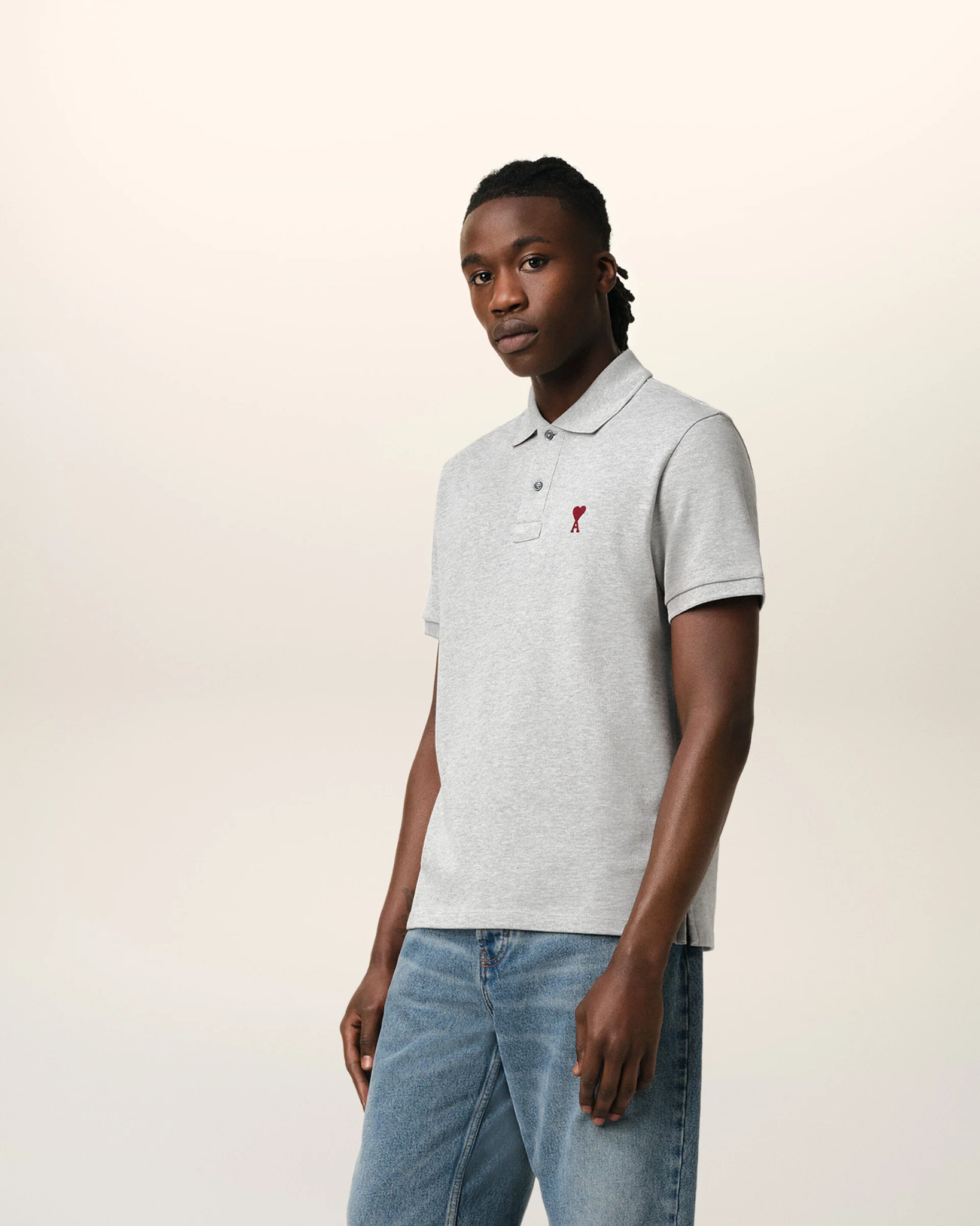  Áo Ami De Coeur Polo Shirt 'Grey' 