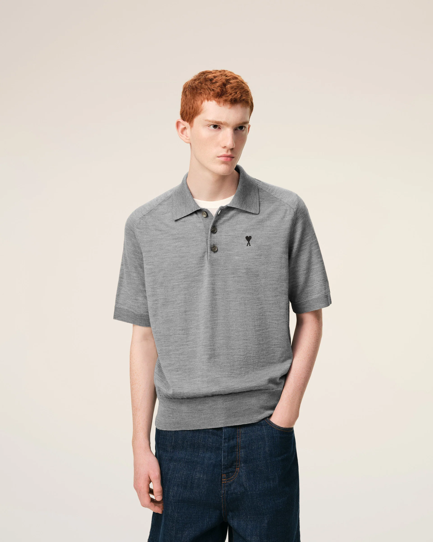  Áo Ami De Coeur Short Sleeves Polo 'Grey' 