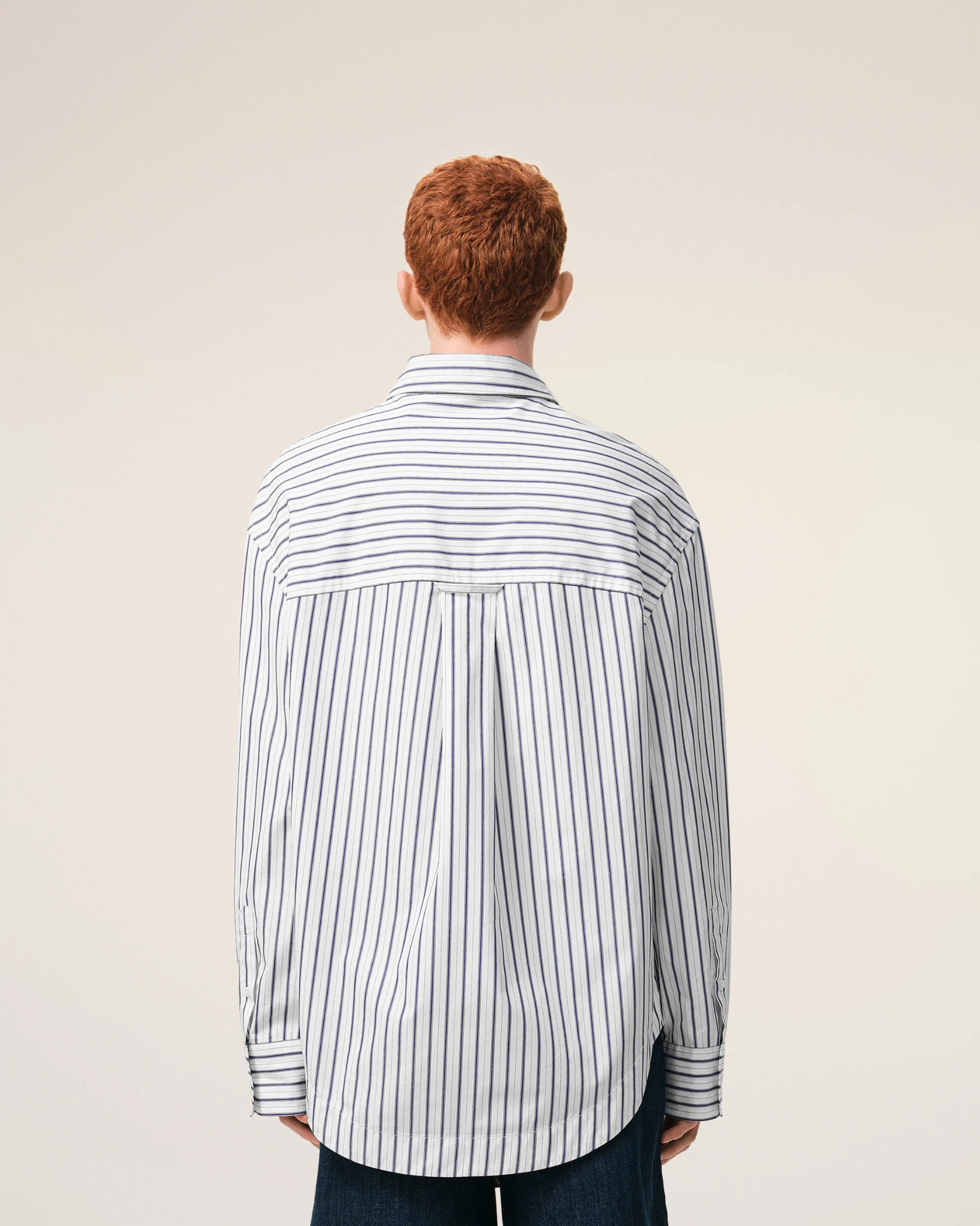  Áo Ami De Coeur Striped Cotton Wide Shirt 'White' 