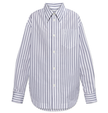  Áo Ami De Coeur Striped Cotton Wide Shirt 'White' 