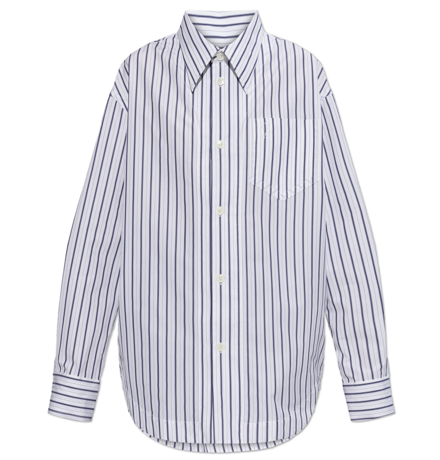 Áo Ami De Coeur Striped Cotton Wide Shirt 'White' 