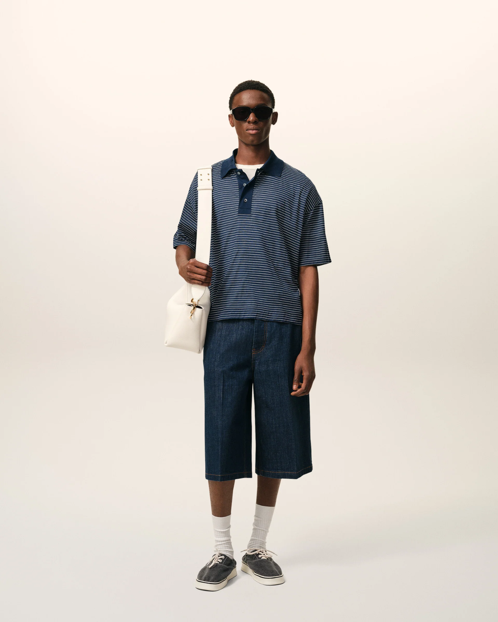  Áo Ami De Coeur Striped  Polo'Blue' 