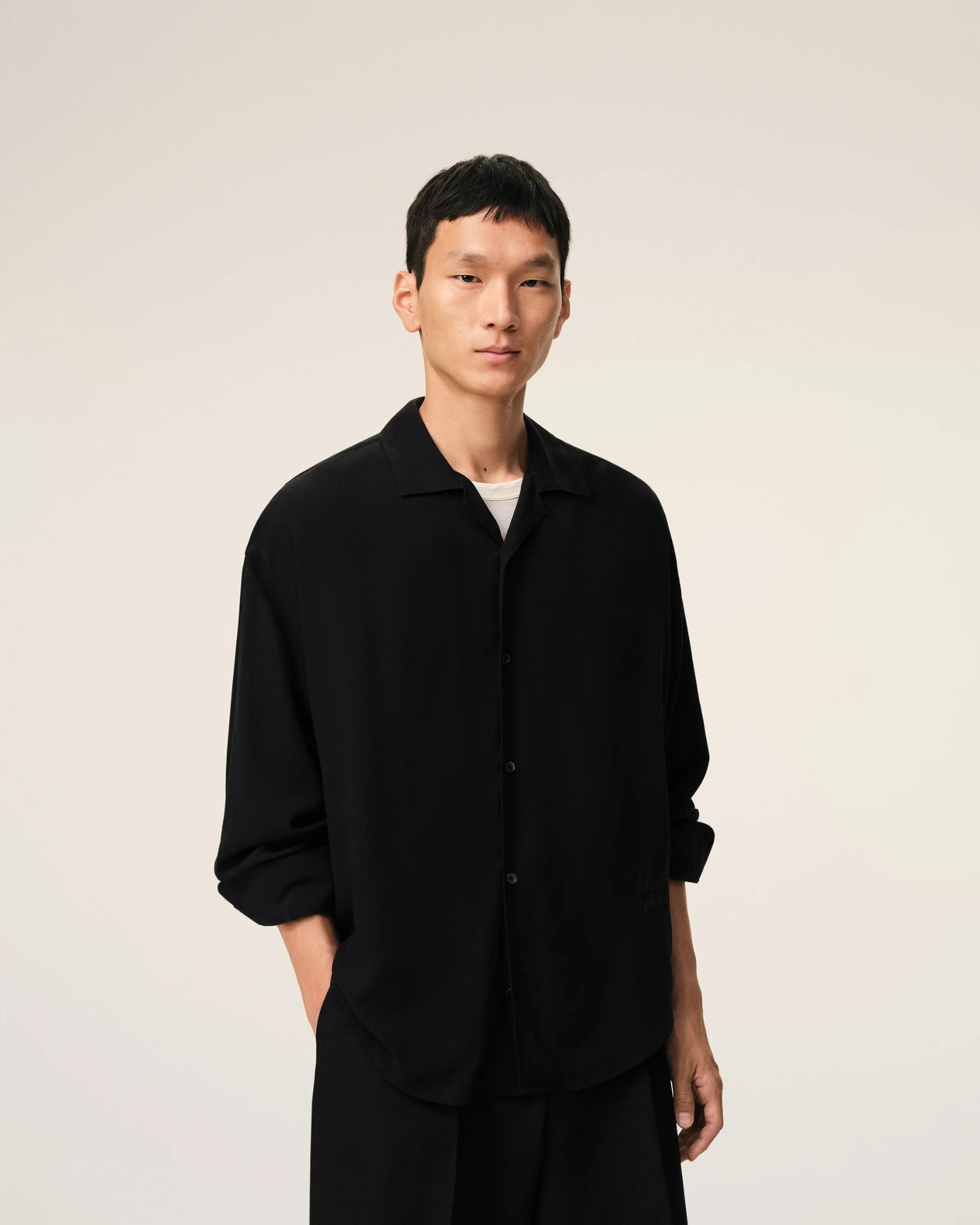  Áo Ami Paris Boxy Embroidered Shirt 'Black' 