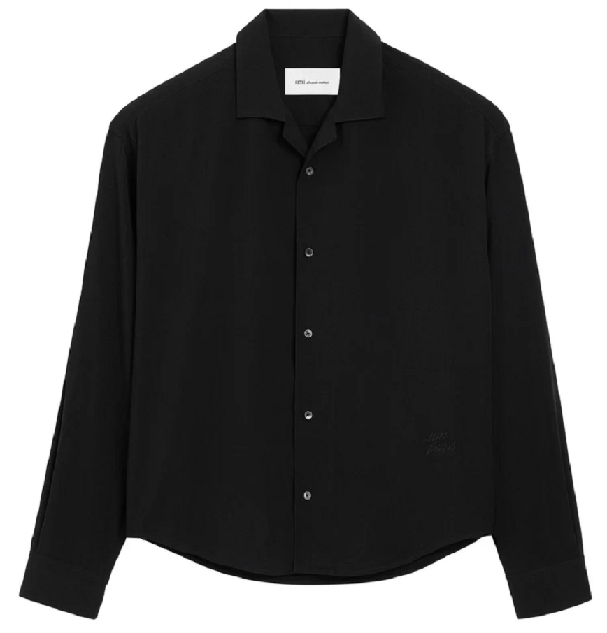  Áo Ami Paris Boxy Embroidered Shirt 'Black' 