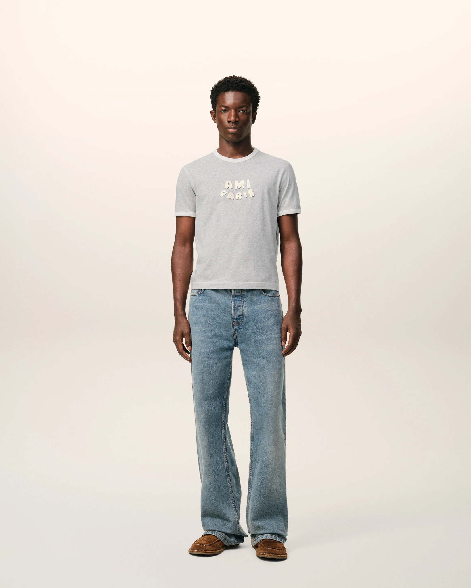  Áo Ami Paris Knitted Patch T-shirt 'Grey' 