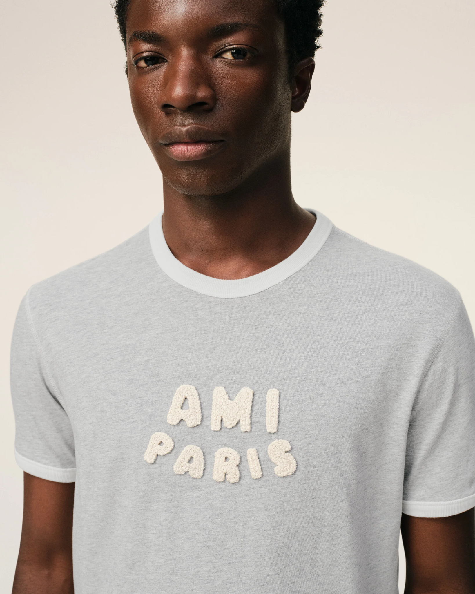  Áo Ami Paris Knitted Patch T-shirt 'Grey' 