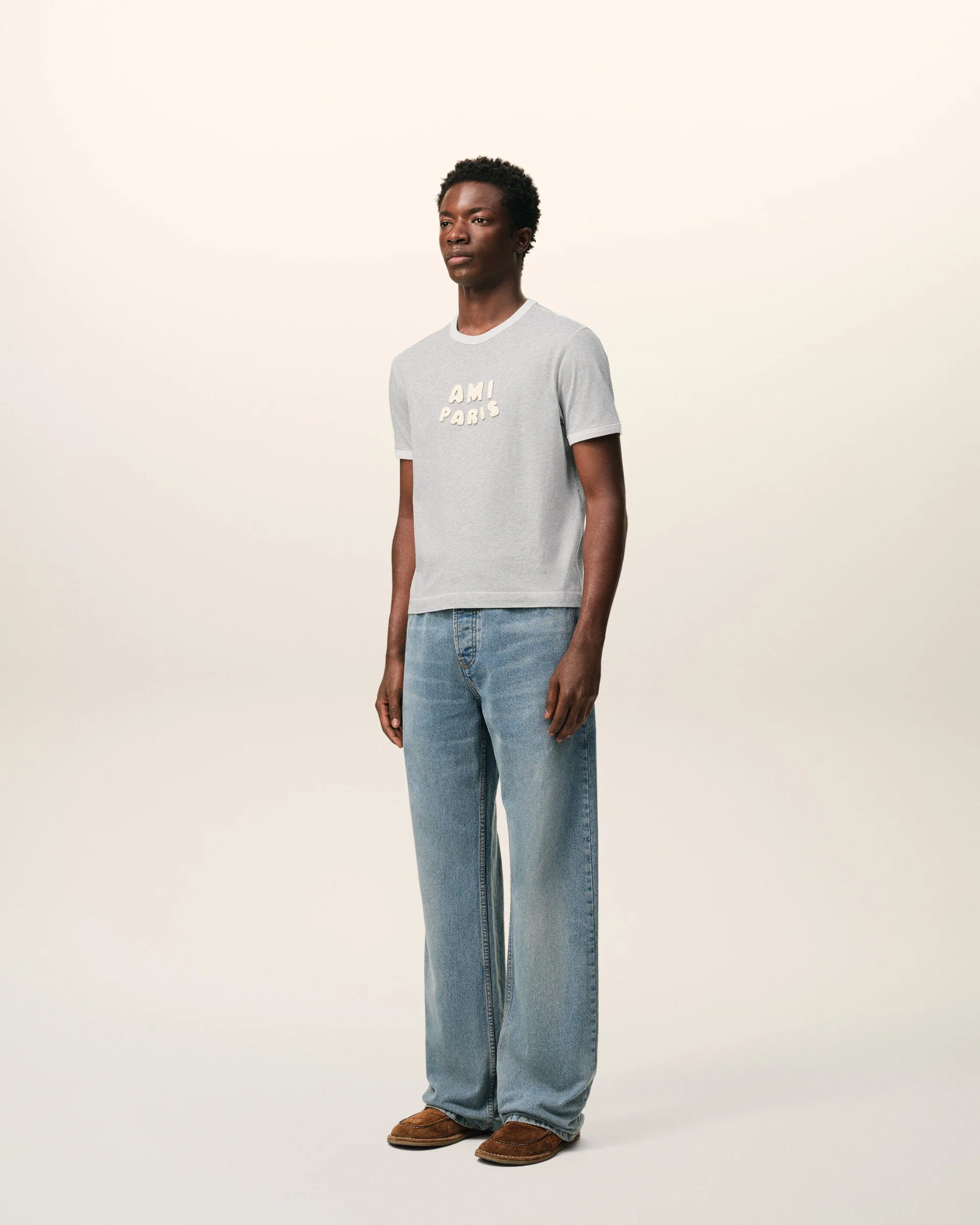  Áo Ami Paris Knitted Patch T-shirt 'Grey' 