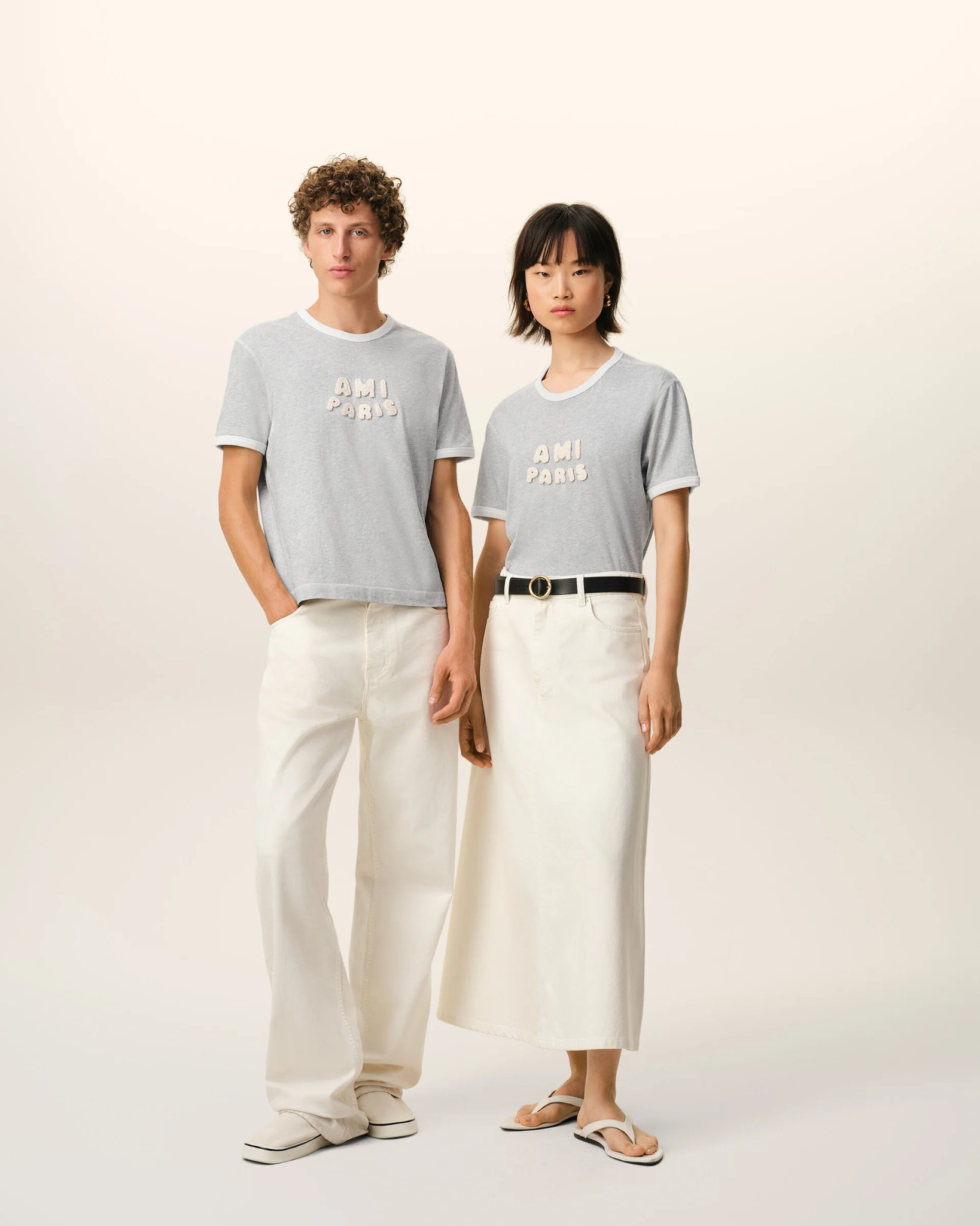  Áo Ami Paris Knitted Patch T-shirt 'Grey' 