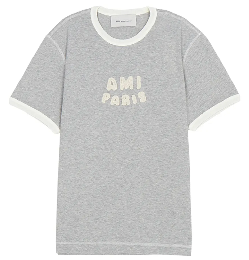  Áo Ami Paris Knitted Patch T-shirt 'Grey' 
