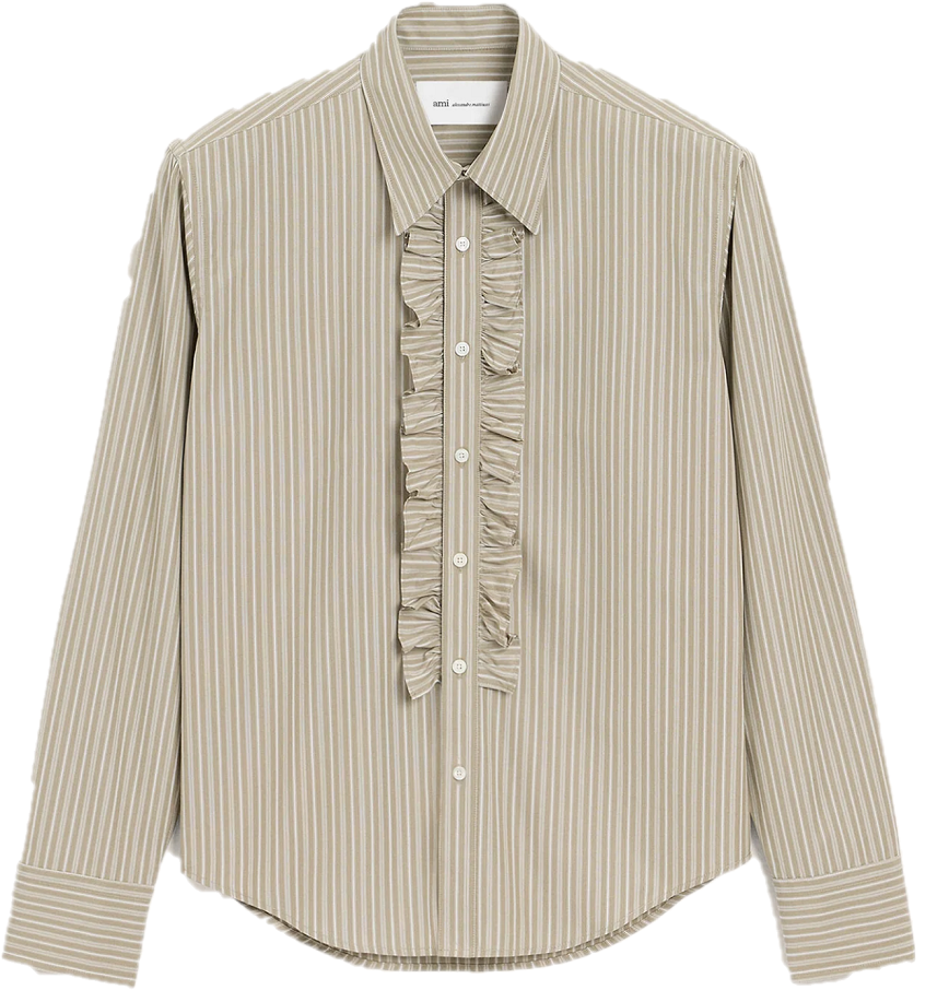  Áo Ami Ruffled Adjusted Shirt 'Beige' 