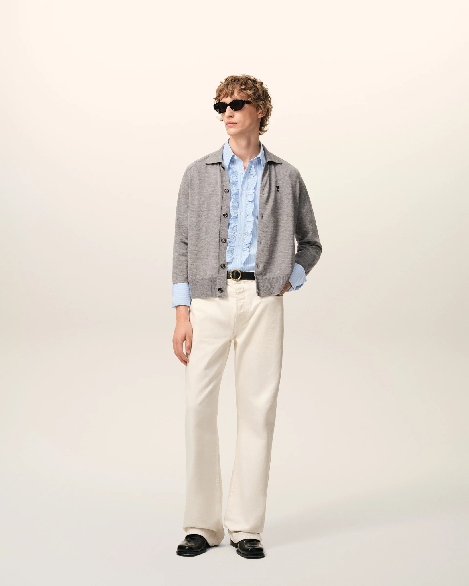  Áo Ami Ruffled Adjusted Shirt 'Blue' 