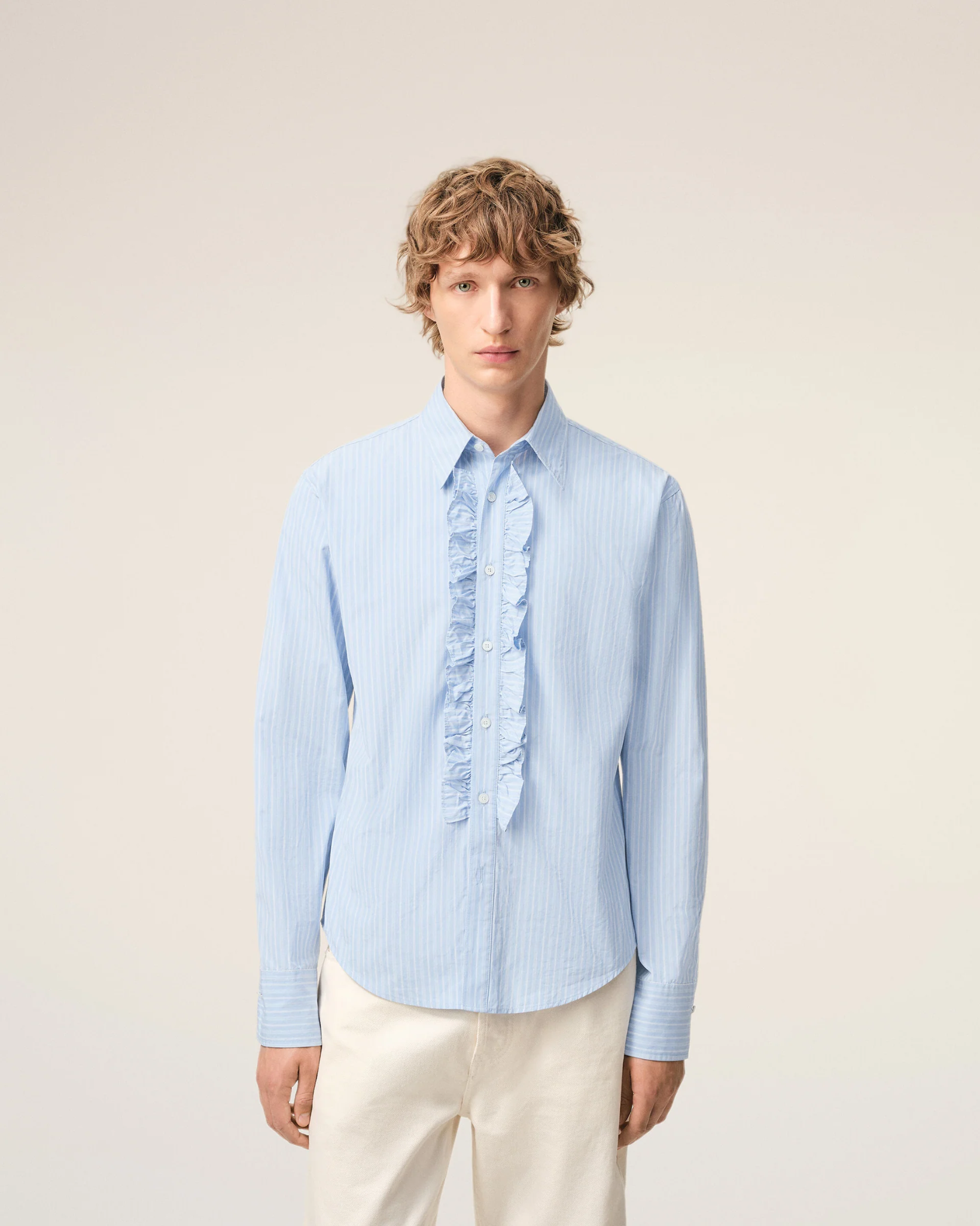  Áo Ami Ruffled Adjusted Shirt 'Blue' 
