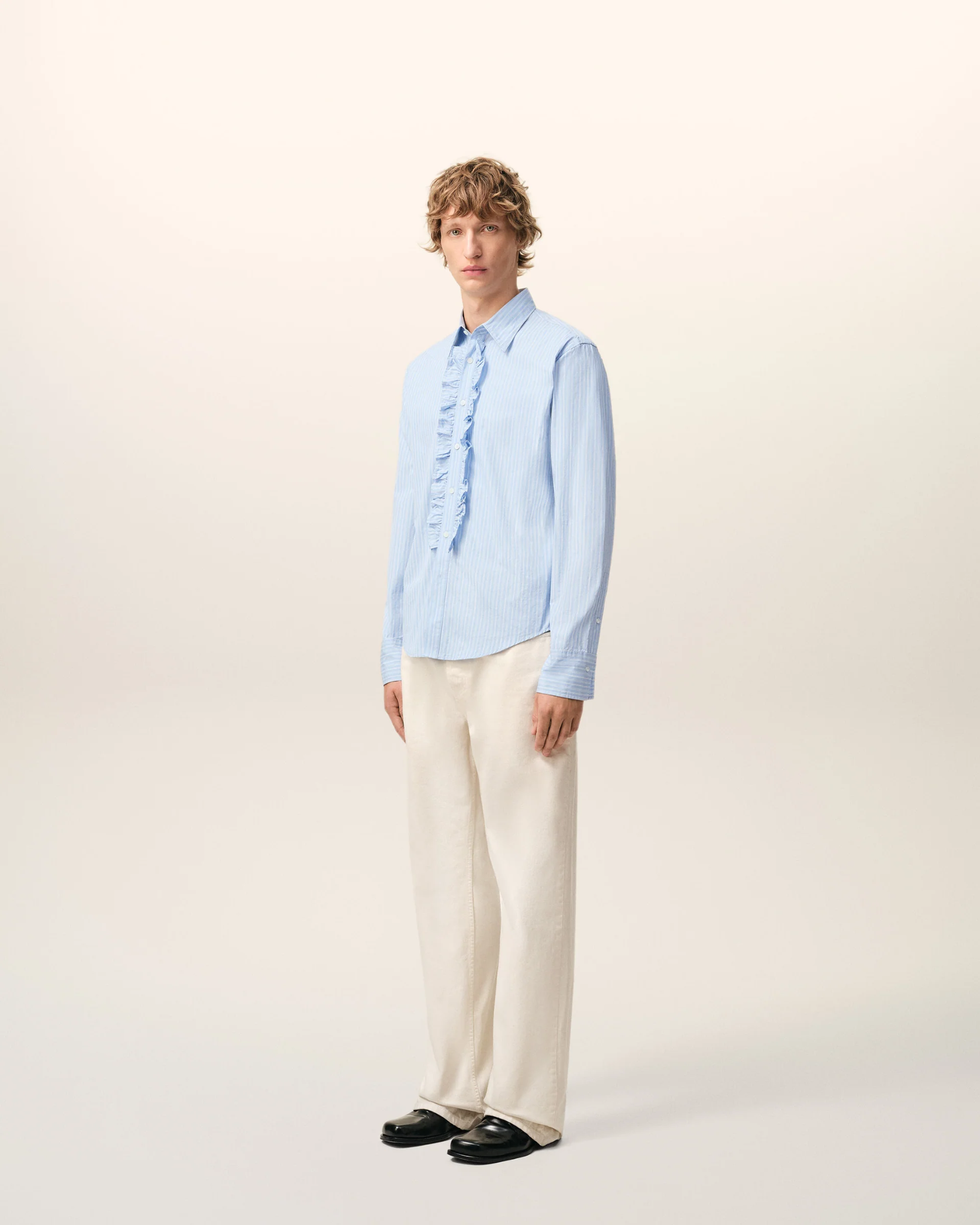  Áo Ami Ruffled Adjusted Shirt 'Blue' 
