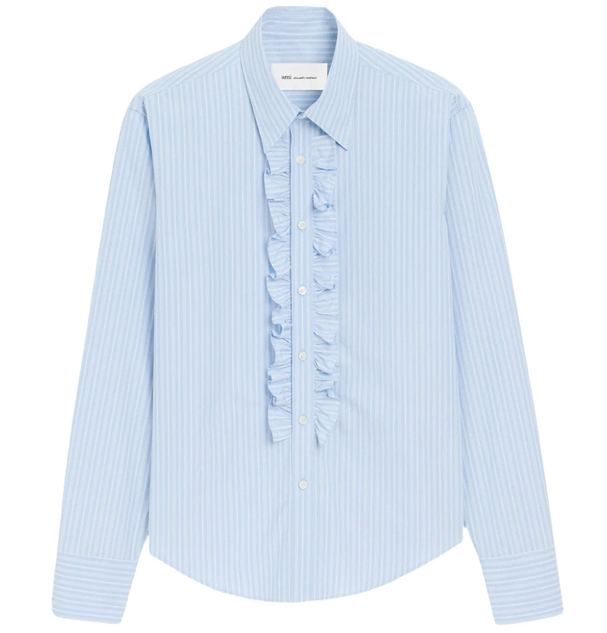  Áo Ami Ruffled Adjusted Shirt 'Blue' 