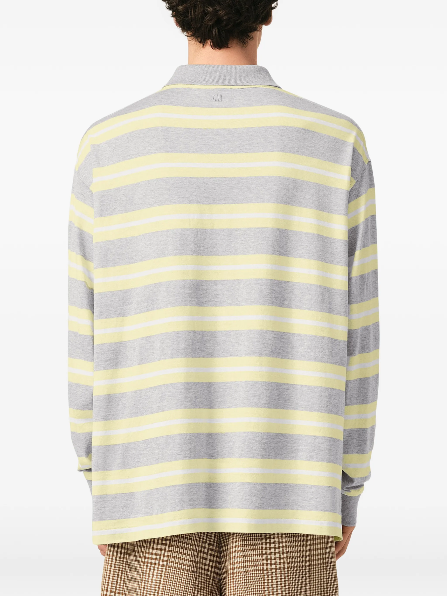  Áo Ami Strapped Cotton Polo 'Grey And Yellow' 