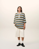  Áo Ami Striped Patch Polo 'Blue' 