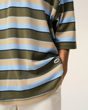 Áo Ami Striped Patch Polo 'Blue' 