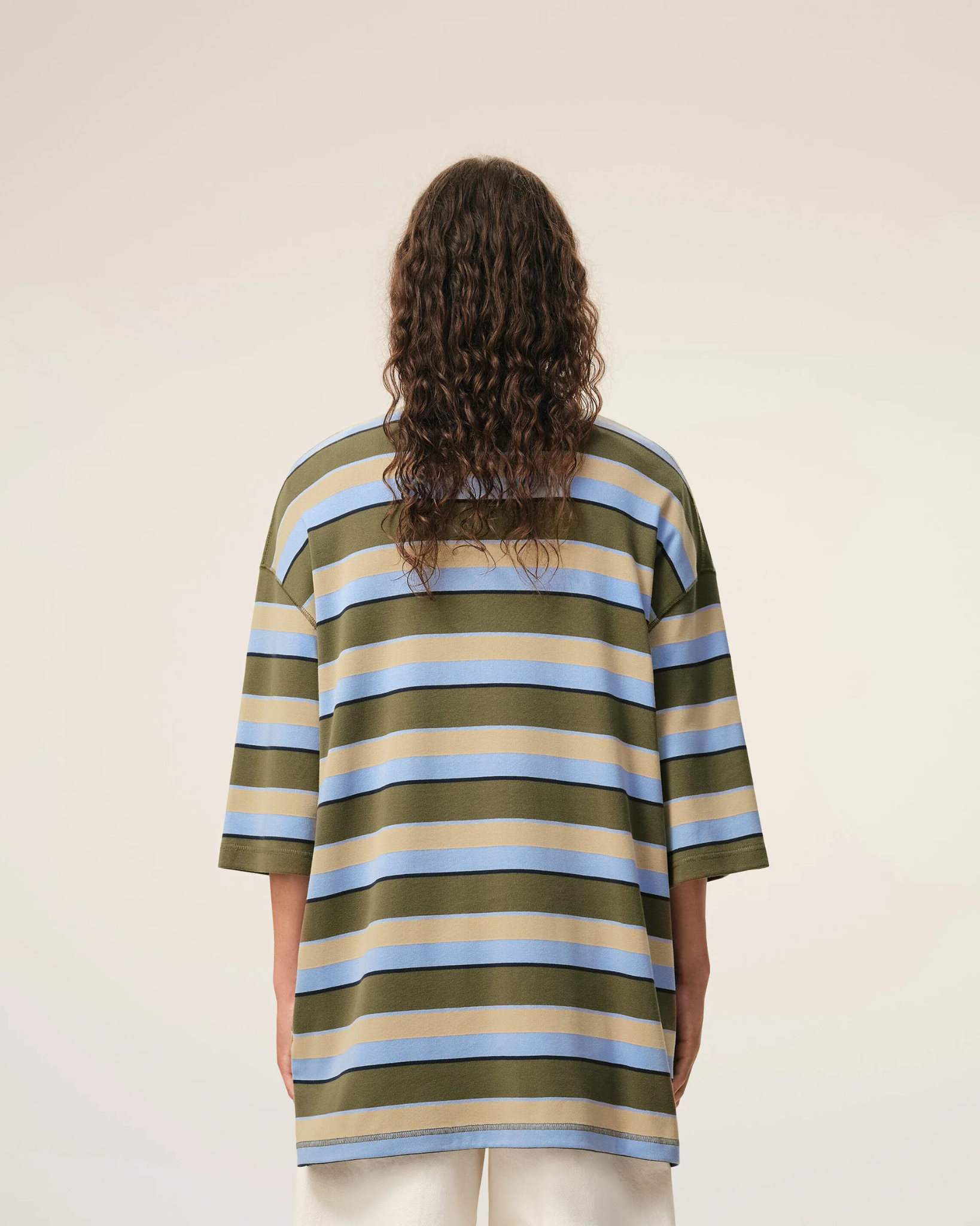  Áo Ami Striped Patch Polo 'Blue' 