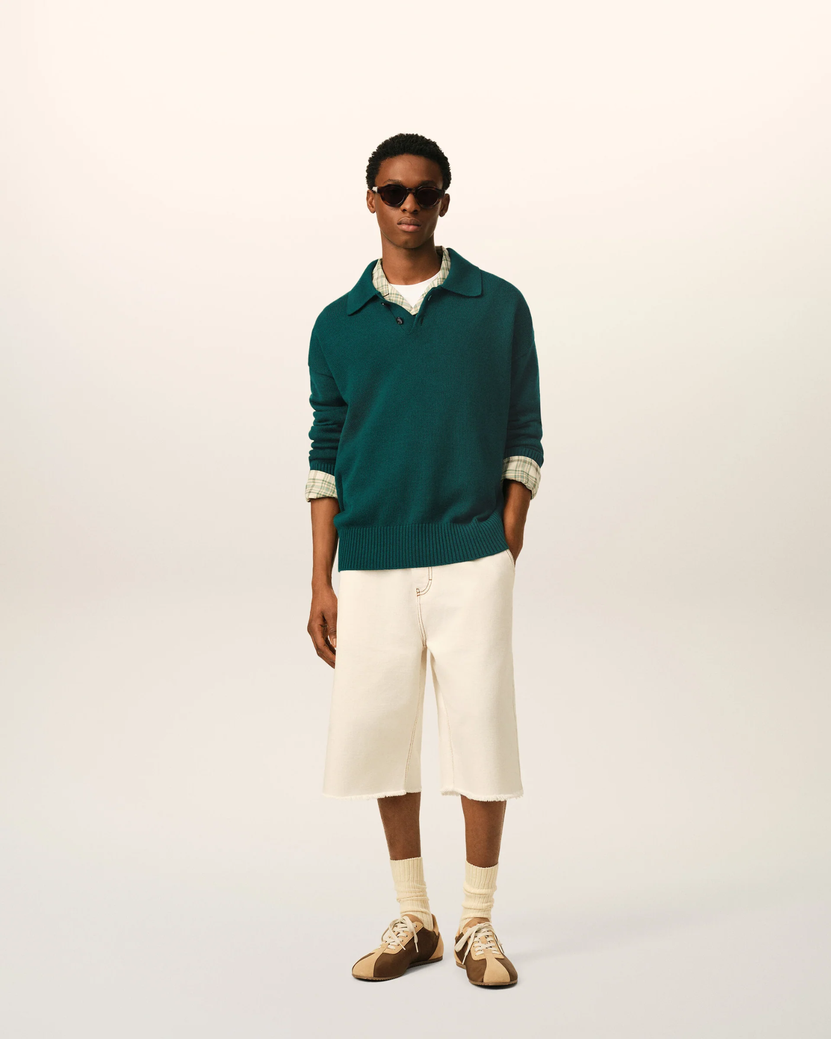  Áo Ami Wool And Cotton Boxy Polo 'Green' 