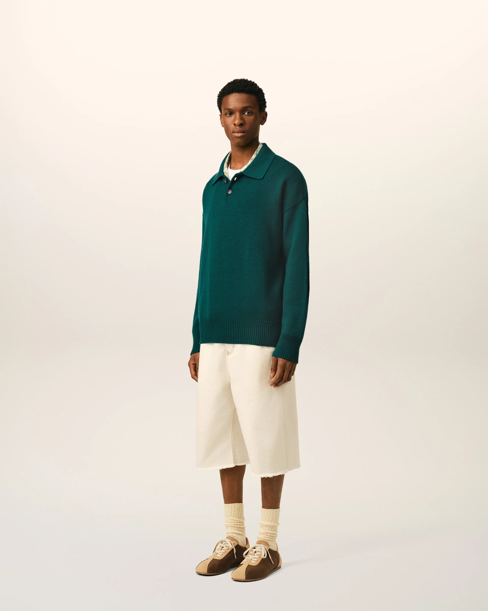  Áo Ami Wool And Cotton Boxy Polo 'Green' 
