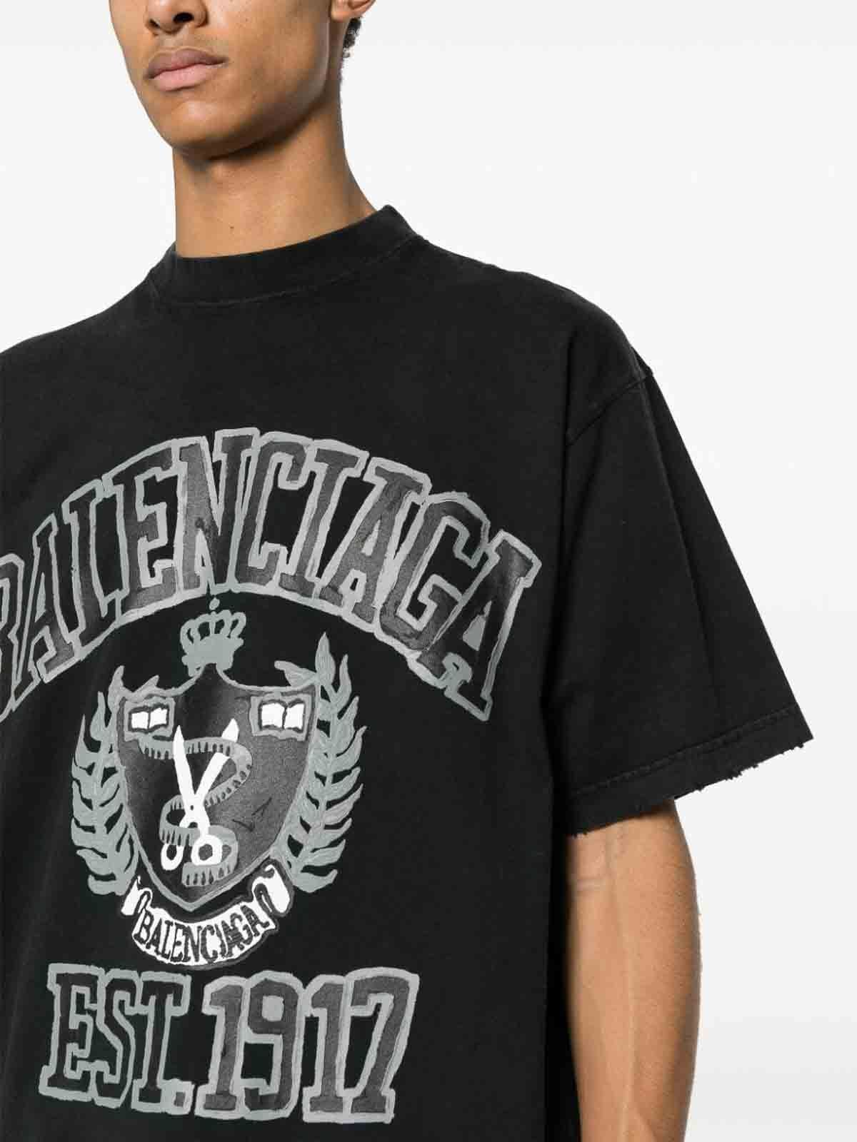  Áo Balenciaga Logo Printed Crewneck T-Shirt 'Black' 