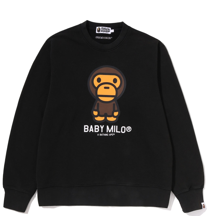  Áo Bape Heavy Washed Milo Crewneck Sweatshirt 'Black' 