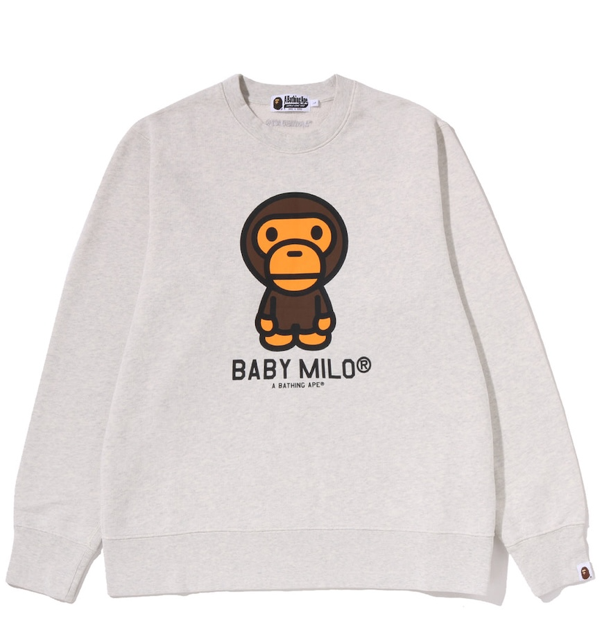  Áo Bape Heavy Washed Milo Crewneck Sweatshirt 'Grey' 