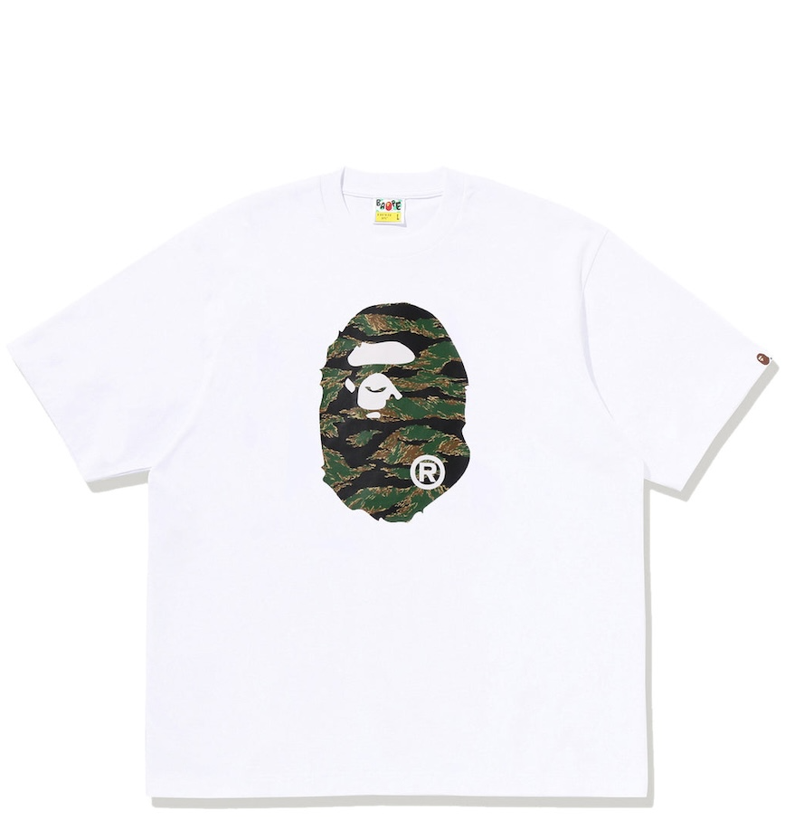 Áo Bape Tiger Camo Ape Head Relaxed Fit Tee 'White' 
