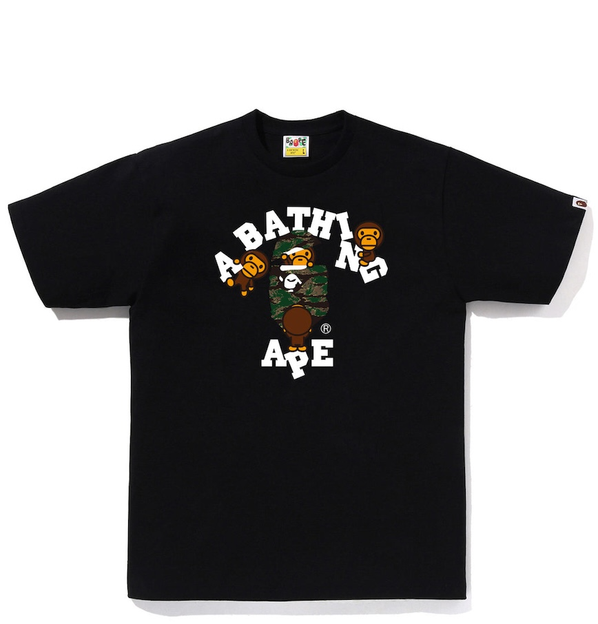  Áo Bape Tiger Camo College Milo Tee 'Black' 
