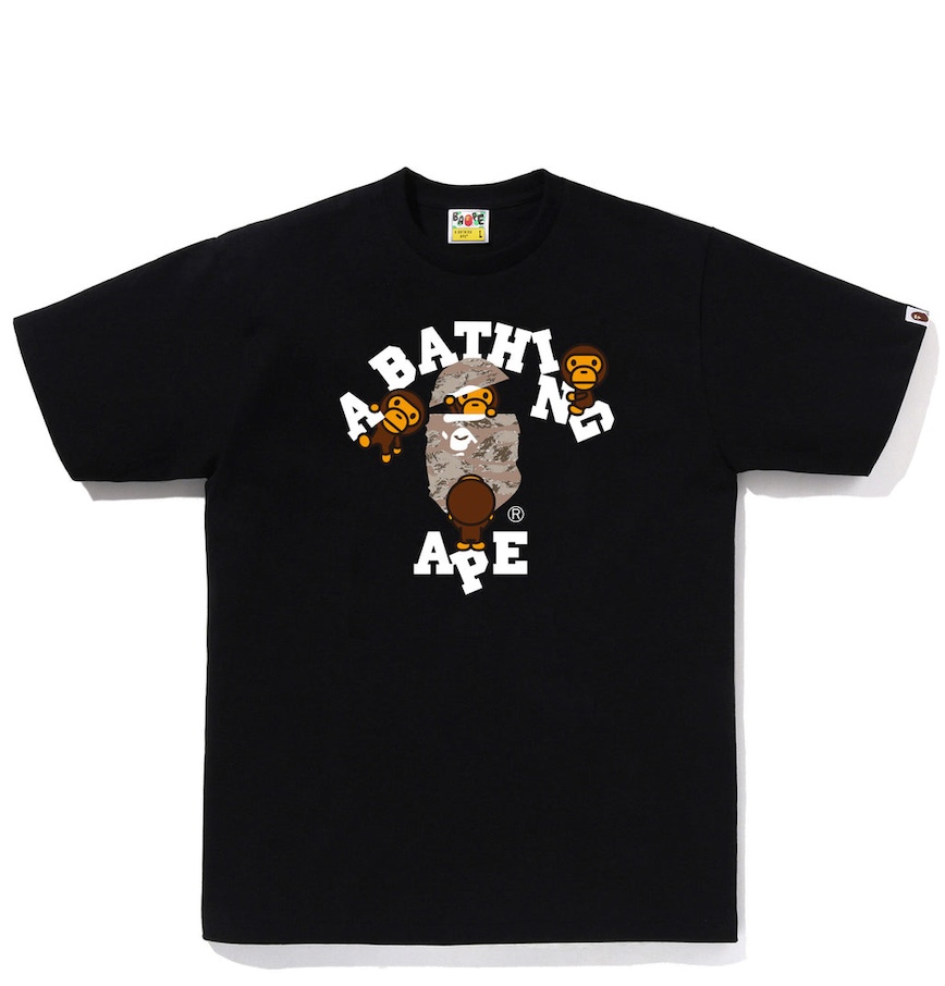  Áo Bape Tiger Camo College Milo Tee 'Black' 