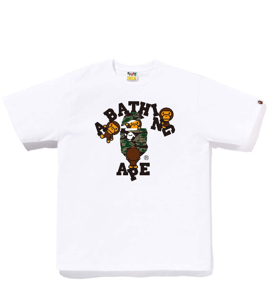  Áo Bape Tiger Camo College Milo Tee 'White' 