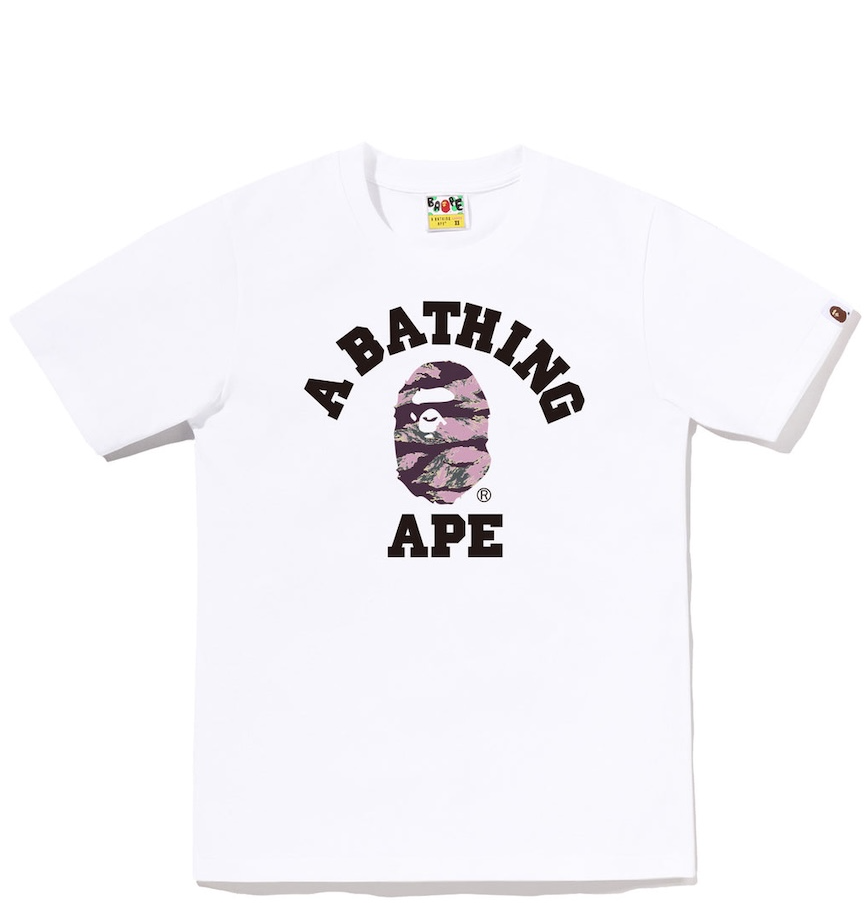  Áo Bape Tiger Camo College Tee 'White' 