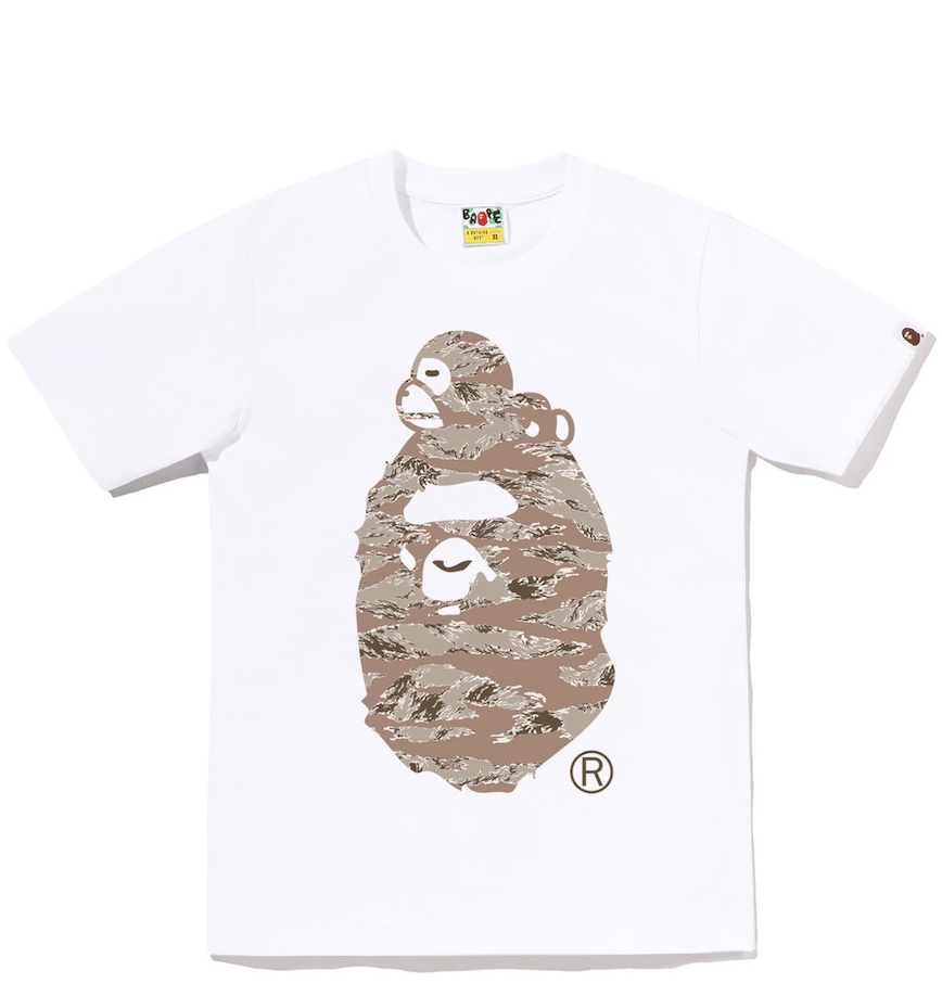  Áo Bape Tiger Camo Milo on Big Ape Tee 'White' 