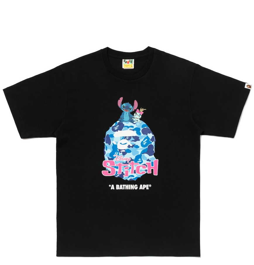  Áo Bape X Disney Stitch Abc Camo Ape Head Tee 'Black' 