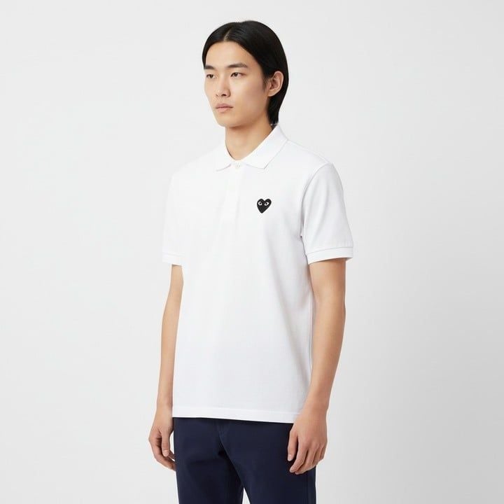  Áo CDG Play Polo Black Emblem 'White' 