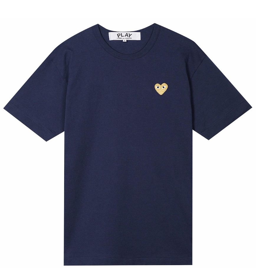  Áo CDG Play T-shirt Yellow Embem 'Navy' 