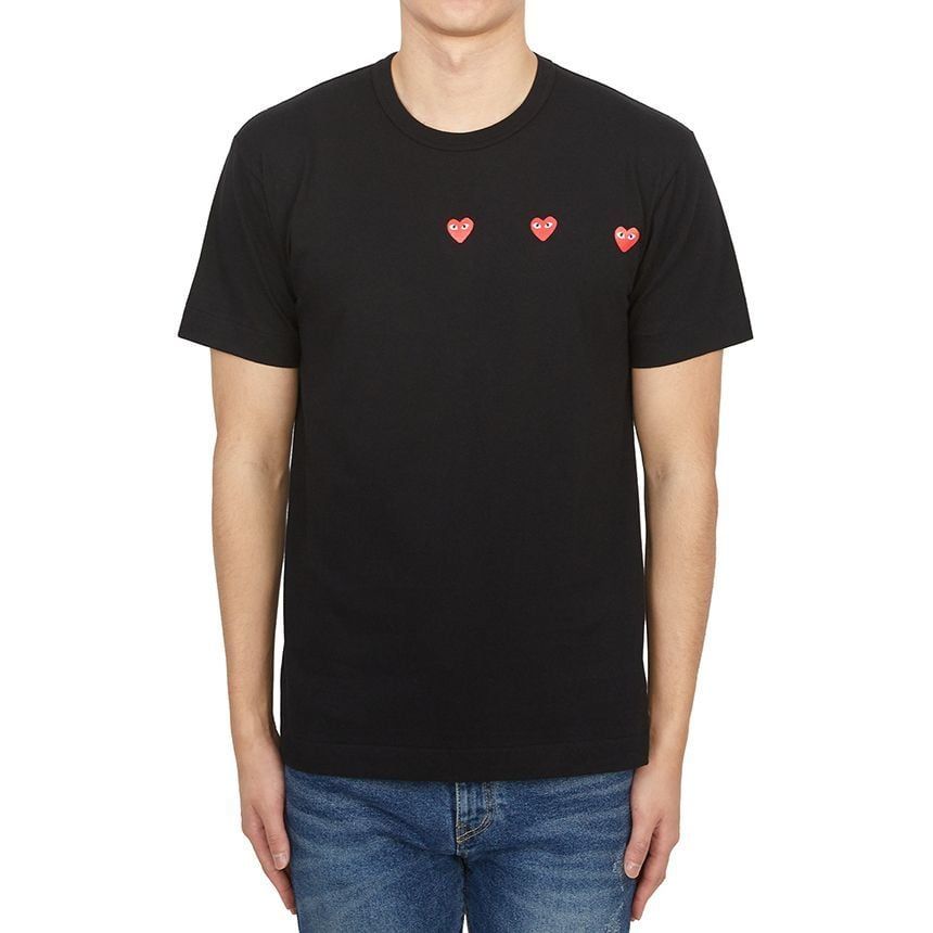  Áo CDG Play Triple Heart T-shirt 'Black' 