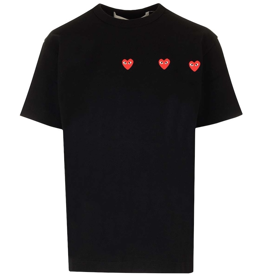  Áo CDG Play Triple Heart T-shirt 'Black' 