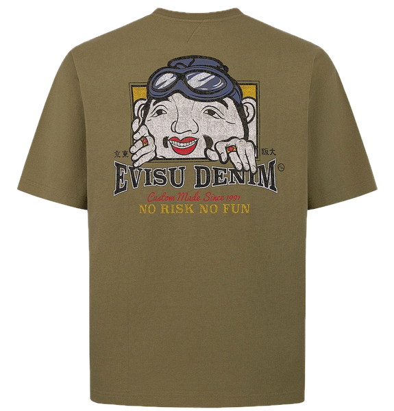  Áo Evisu Adventure Godhead Print T-shirt 'Khaki' 