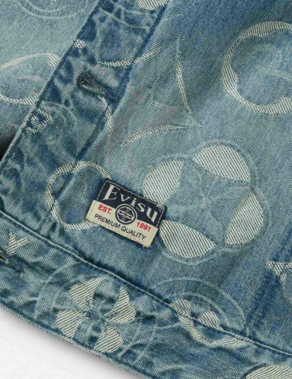  Áo Evisu Allover Kamon Jacquard Jacket 'Indigo' 