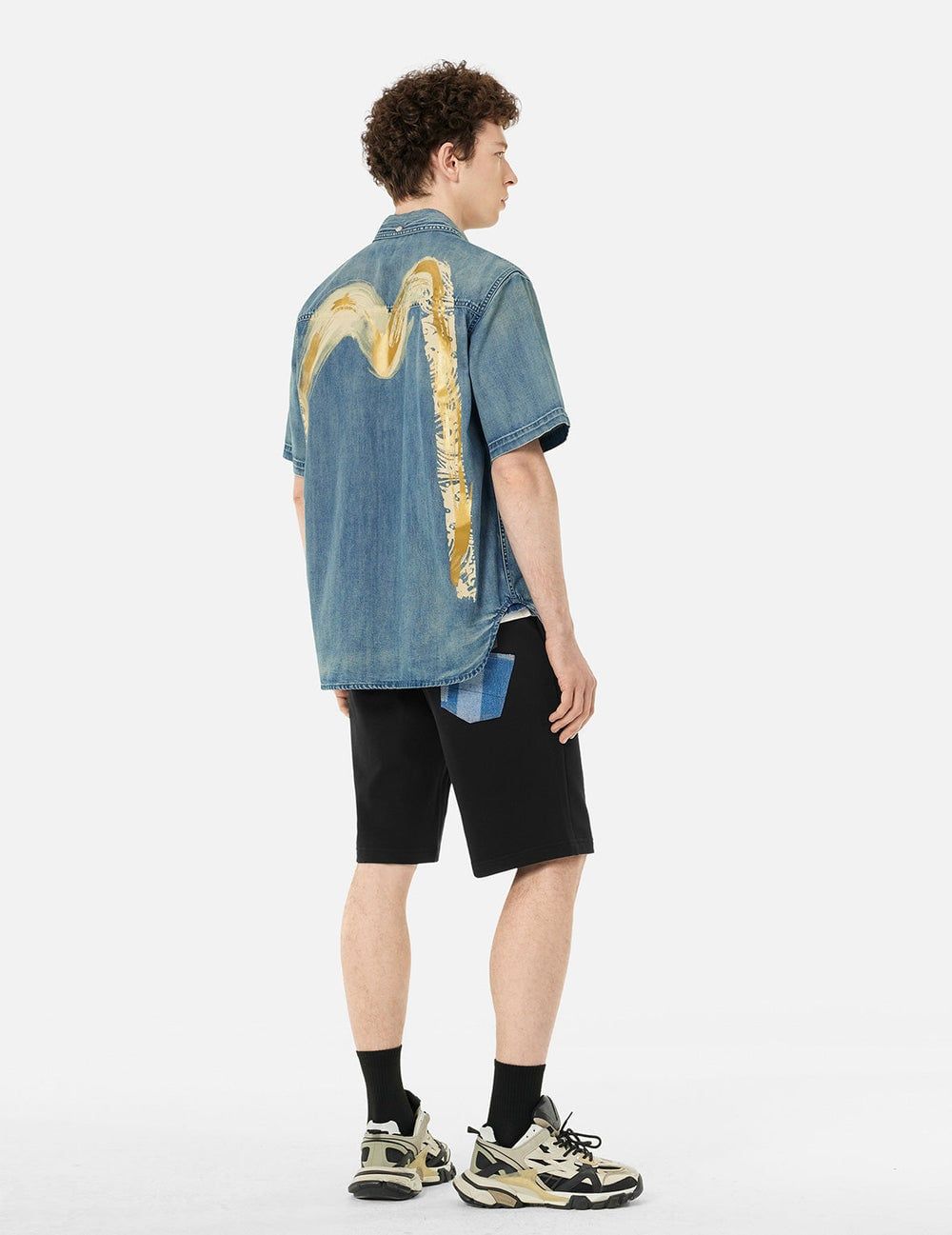  Áo Evisu Artistic Brush Daicock Print 'Indigo' 