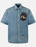  Áo Evisu Artistic Brush Daicock Print 'Indigo' 