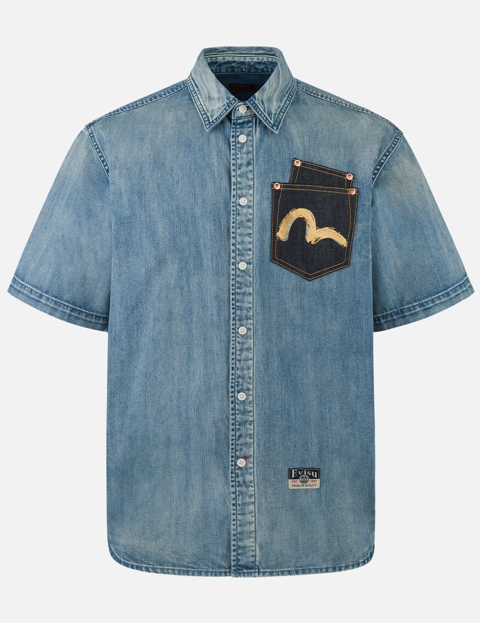  Áo Evisu Artistic Brush Daicock Print 'Indigo' 