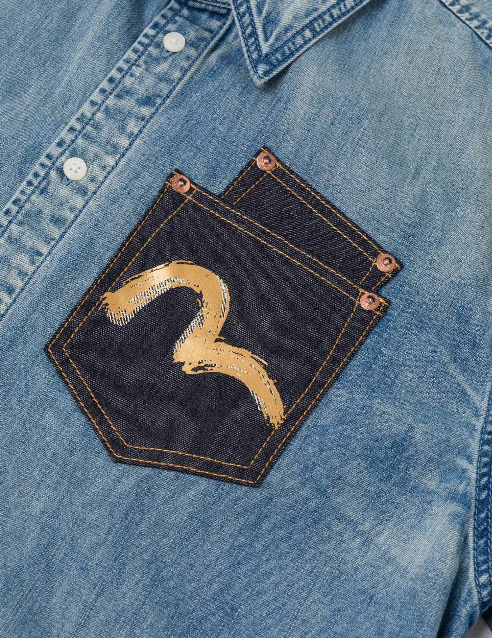  Áo Evisu Artistic Brush Daicock Print 'Indigo' 