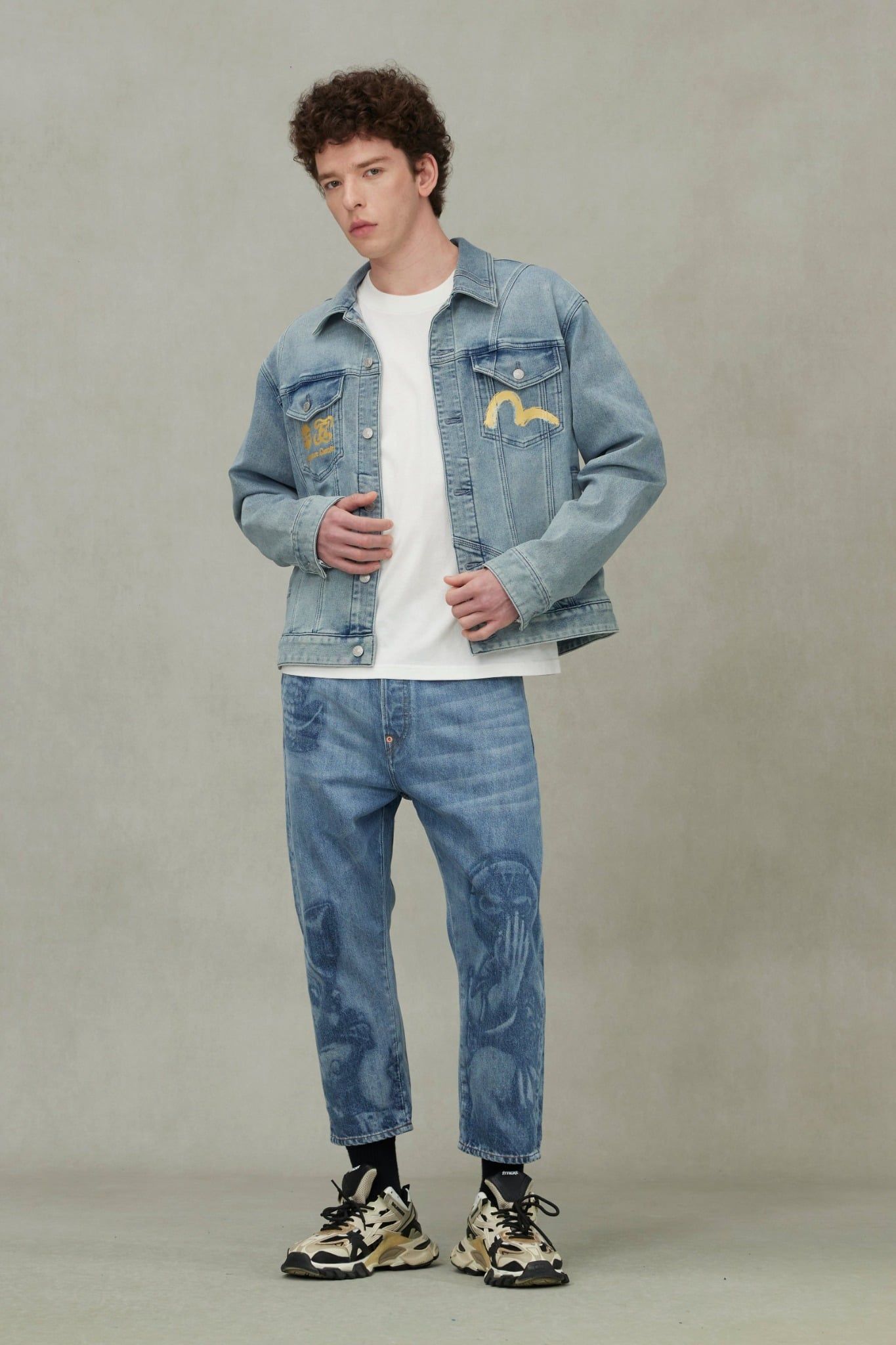  Áo Evisu Artistic Brush Daicock Print 'Indigo' 