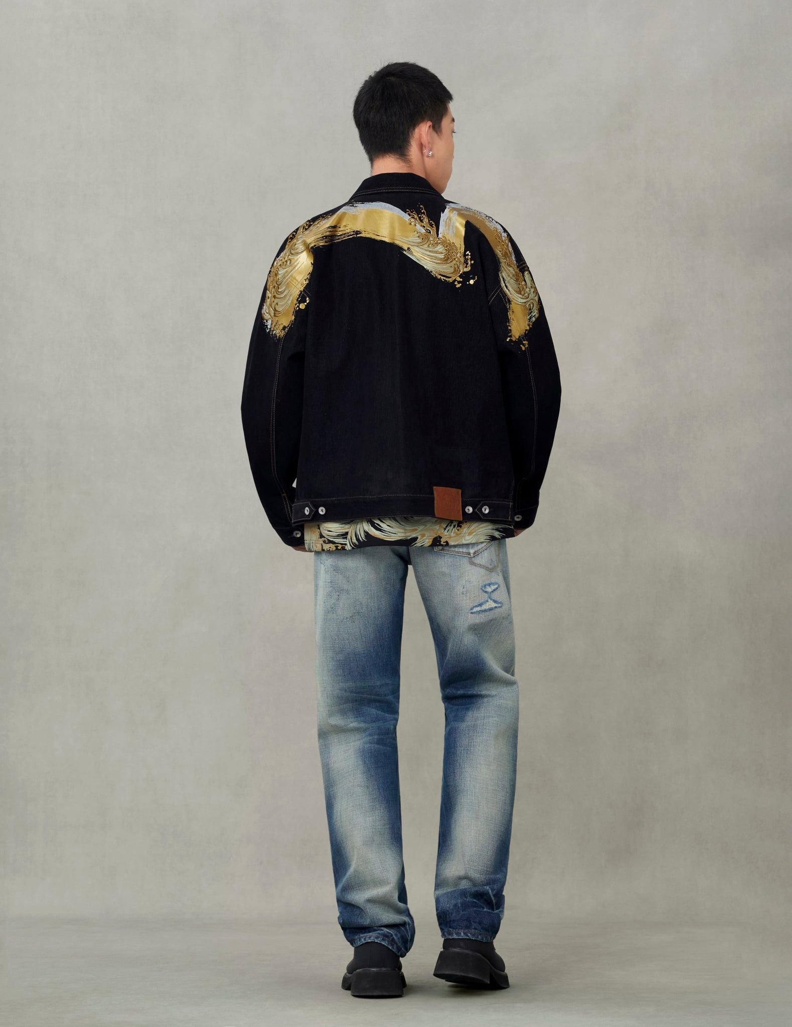  Áo Evisu Brushstroke Daicock Print 'Black' 