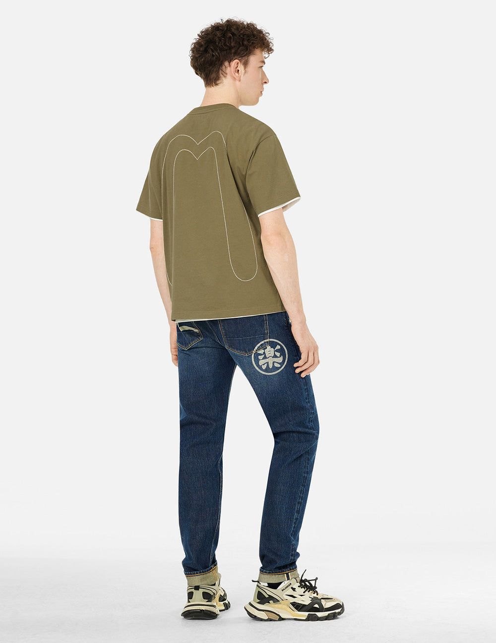  Áo Evisu Daicock Stitched Embroidery T-shirt 'Khaki' 
