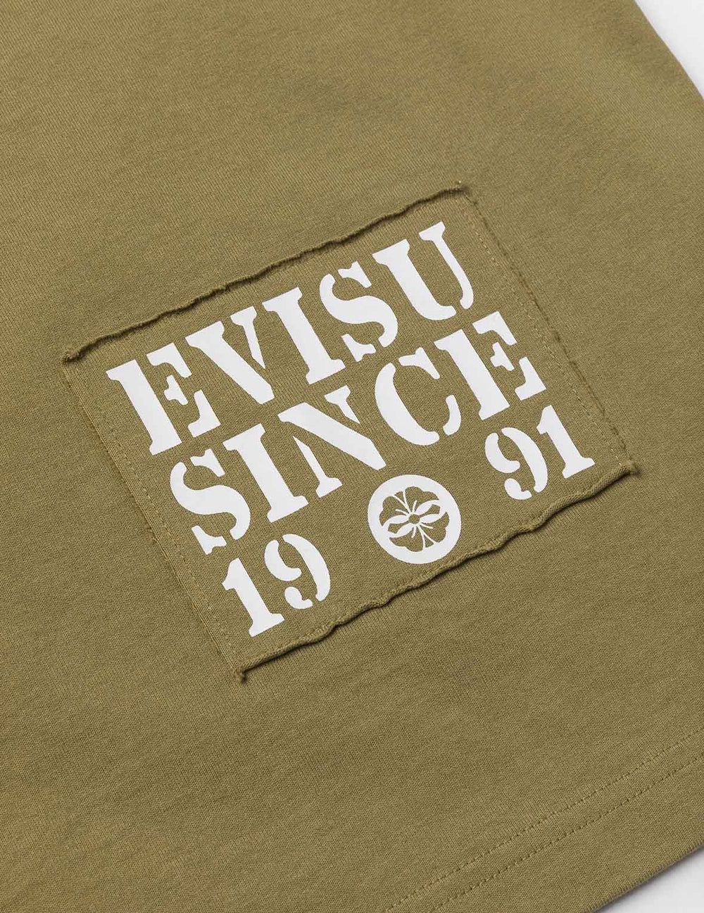  Áo Evisu Daicock Stitched Embroidery T-shirt 'Khaki' 