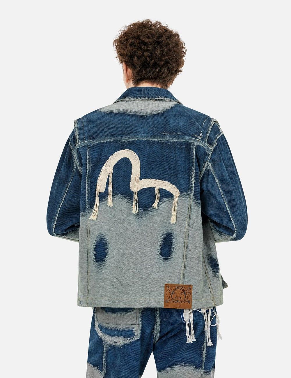  Áo Evisu Distressed Logo Seagull Jacket 'Indigo' 